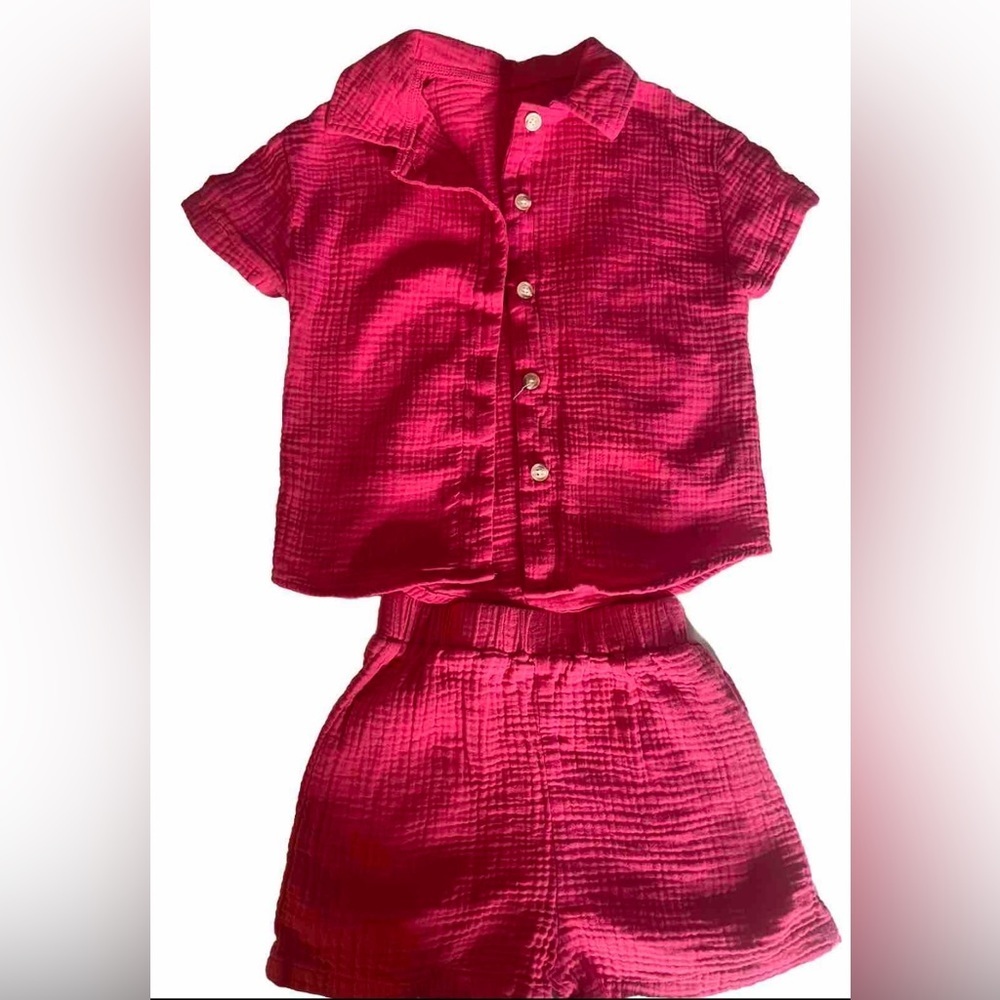 Shein kids, girls size 5Y hot pink shirt set